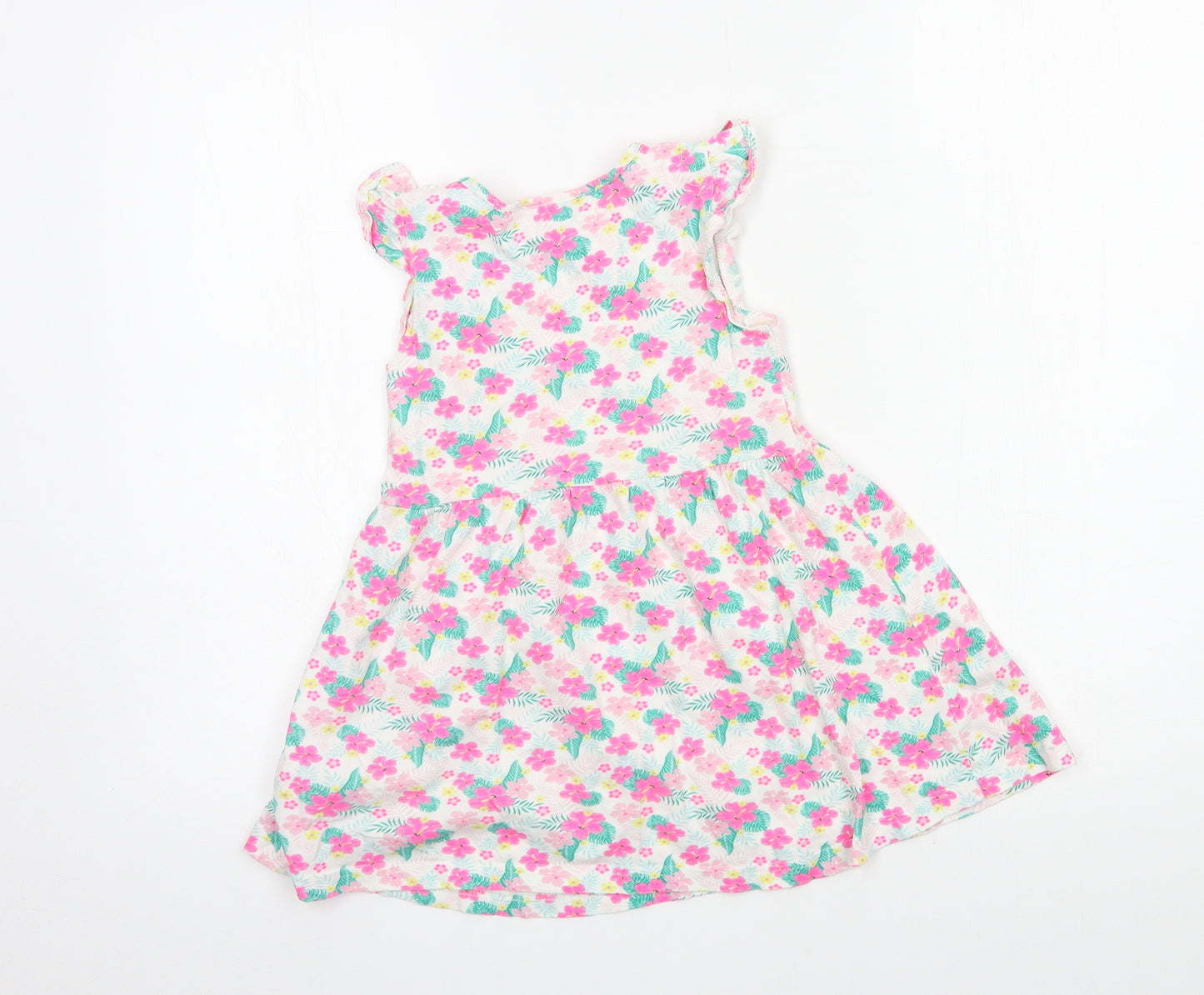 Primark Girls Multicoloured Floral Jersey T-Shirt Dress  Size 5-6 Years