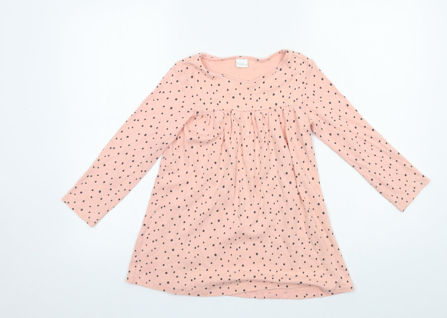 NEXT Girls Pink Polka Dot Jersey Pinafore/Dungaree Dress  Size 5-6 Years