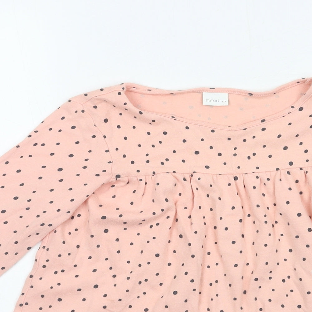 NEXT Girls Pink Polka Dot Jersey Pinafore/Dungaree Dress  Size 5-6 Years