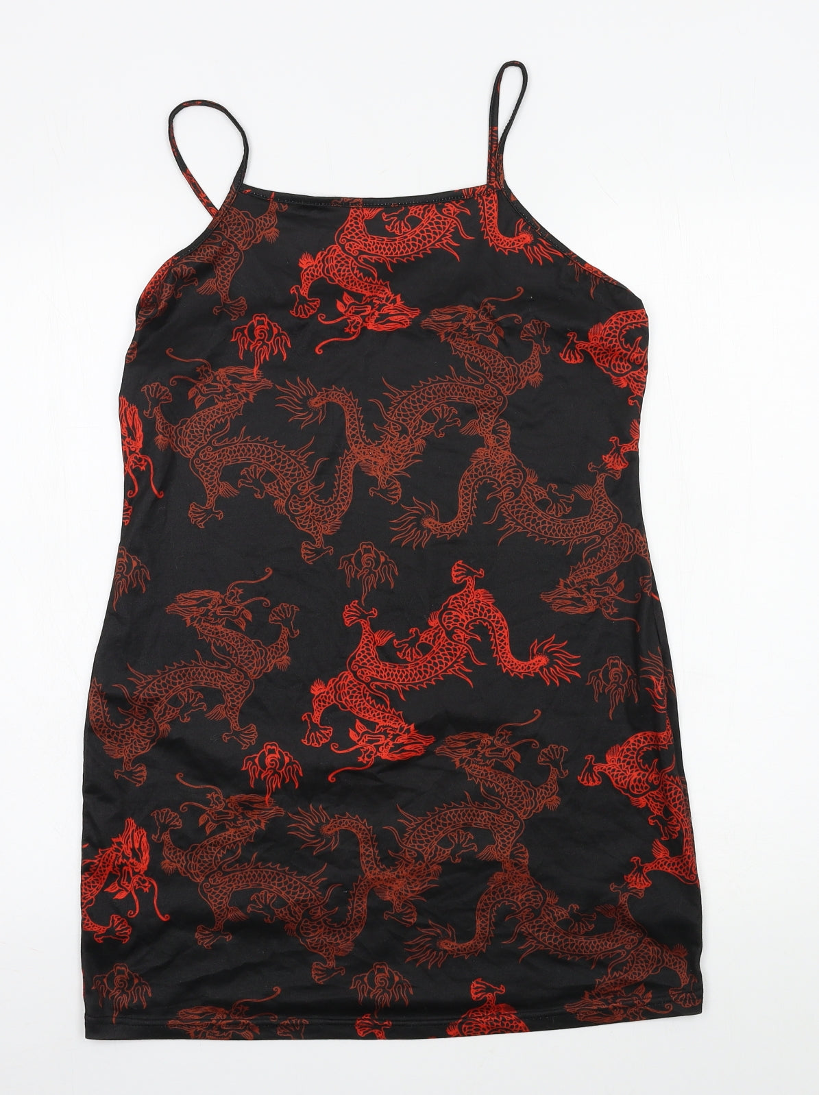 SheIn Womens Black Geometric Jersey Slip Dress  Size XL  - dragon