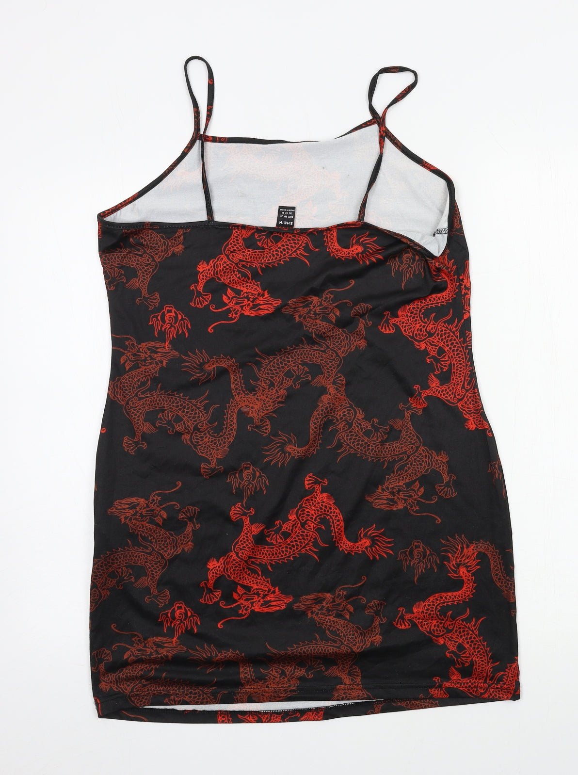 SheIn Womens Black Geometric Jersey Slip Dress  Size XL  - dragon