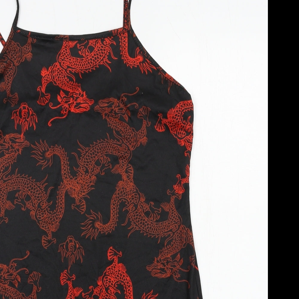 SheIn Womens Black Geometric Jersey Slip Dress  Size XL  - dragon