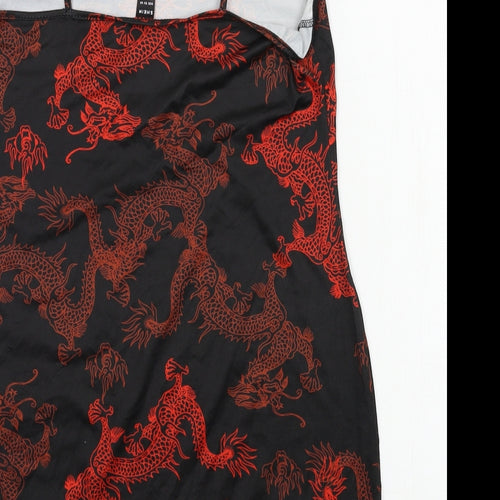 SheIn Womens Black Geometric Jersey Slip Dress  Size XL  - dragon