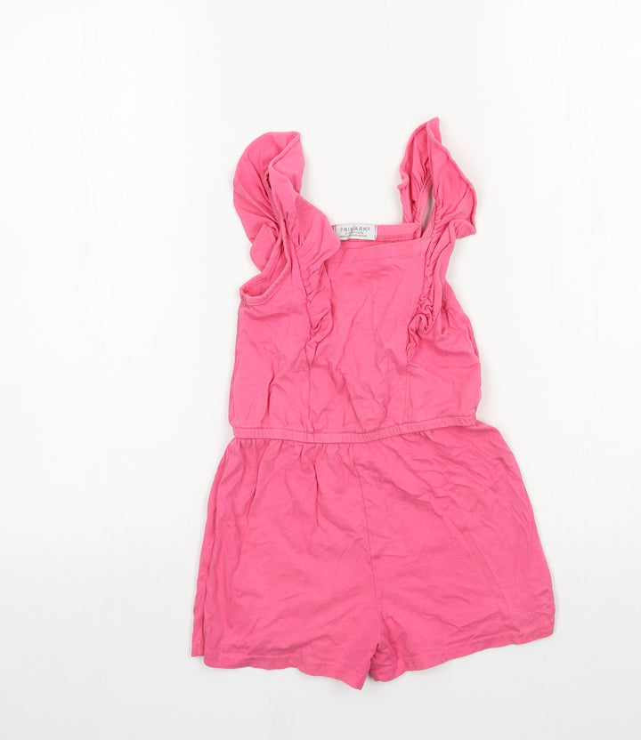Primark Girls Pink Jersey Playsuit One-Piece Size 5-6 Years