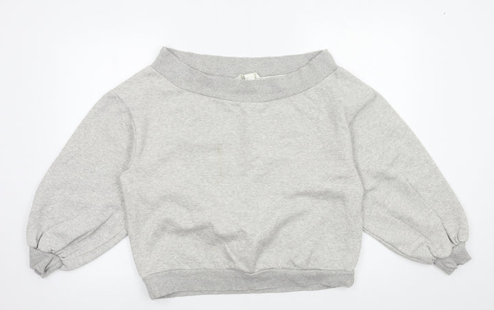 H&M Womens Grey  Jersey Pullover Sweatshirt Size L