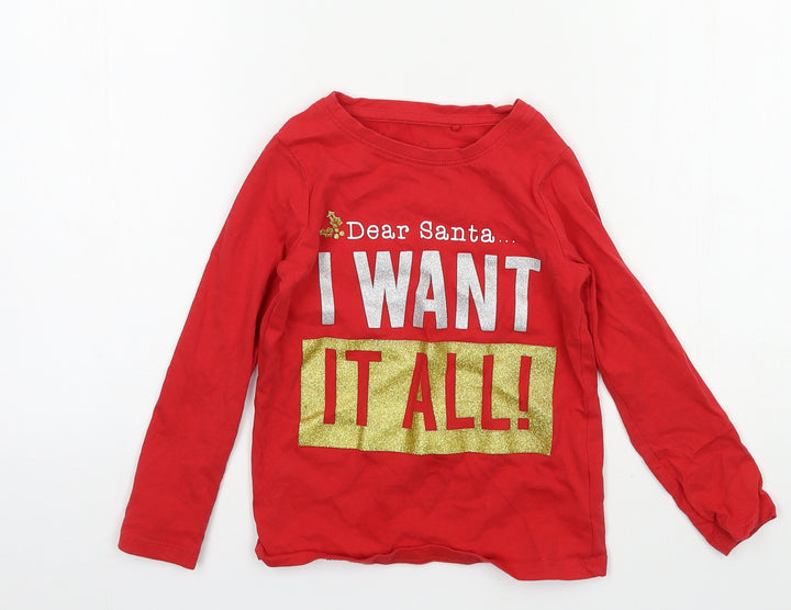 NEXT Girls Red  Jersey Basic T-Shirt Size 4 Years  - Dear Santa