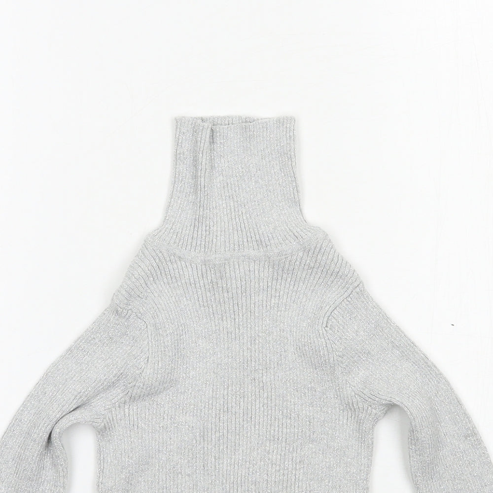 Priamrk Girls Silver  Knit Pullover Jumper Size 5-6 Years