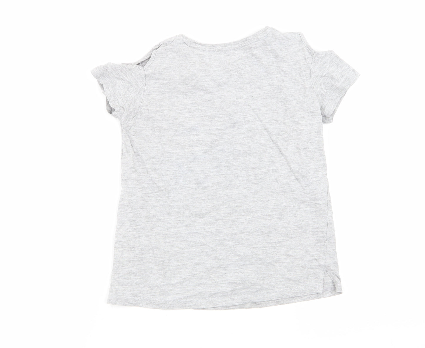 Preworn Girls Grey Animal Print  Basic T-Shirt Size 6 Years