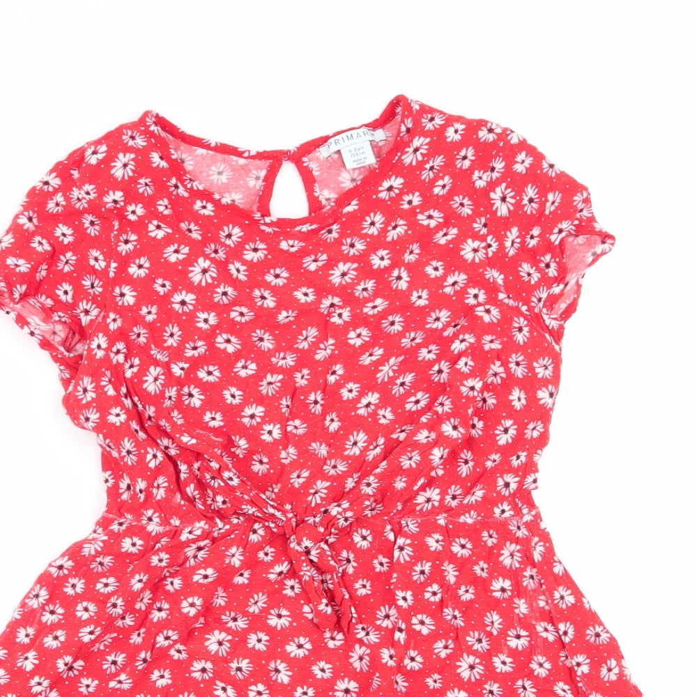 Primark Girls Red Floral  Fit & Flare  Size 8-9 Years