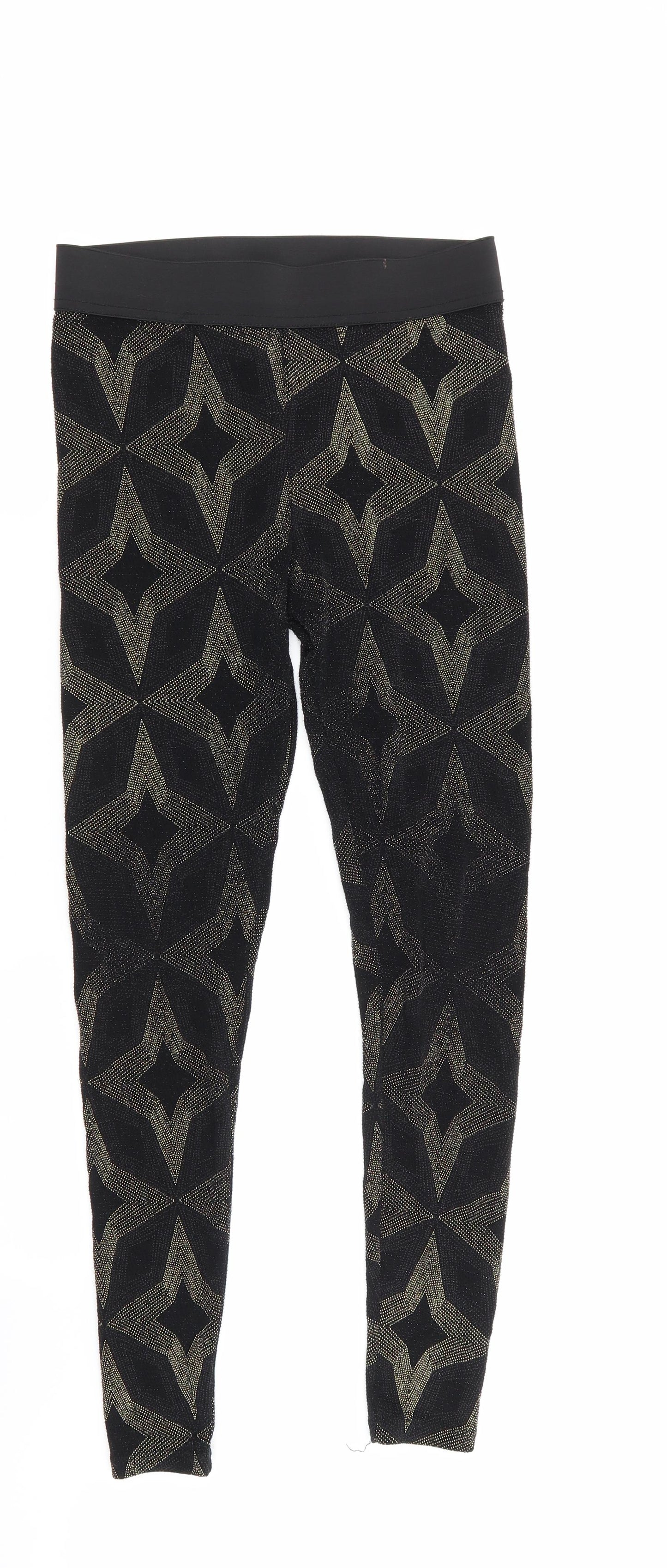 Primark Womens Black Geometric  Jegging Leggings Size 10 L28 in - Stretch waistband/legging