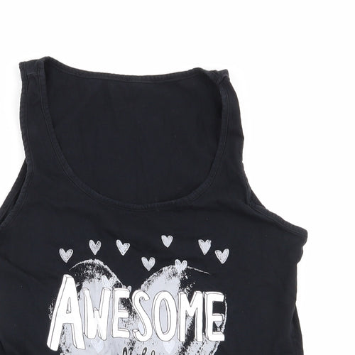 Asda George Womens Black Solid  Top Pyjama Top Size 12