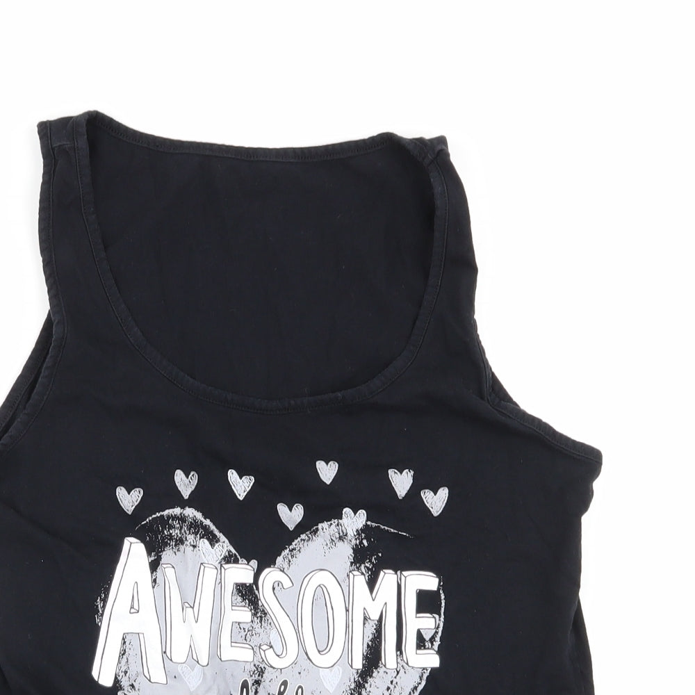 Asda George Womens Black Solid  Top Pyjama Top Size 12