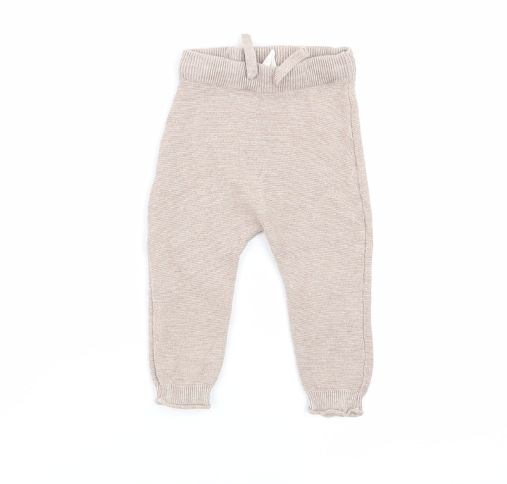 H&M Girls Beige   Jogger Trousers Size 9 Months