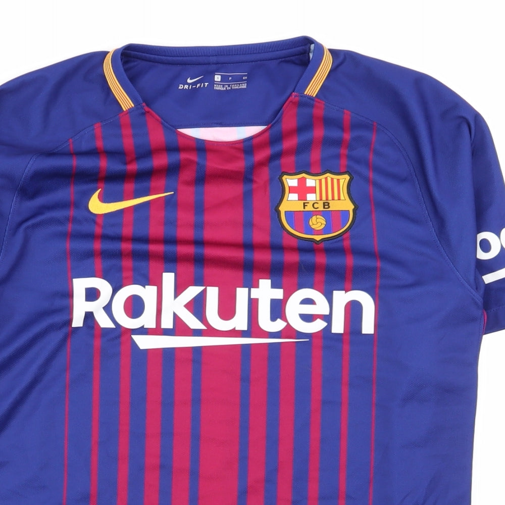 Barcelona Mens Multicoloured Striped  Basic T-Shirt Size S