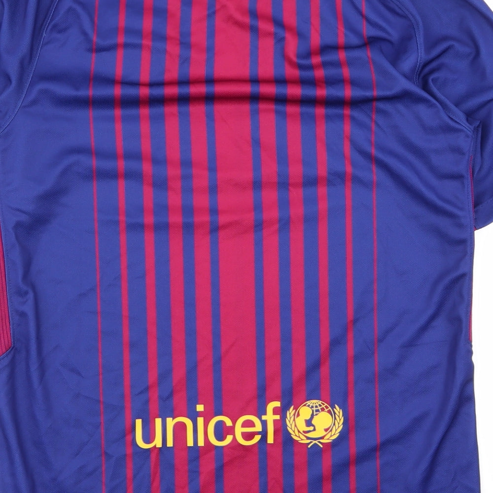 Barcelona Mens Multicoloured Striped  Basic T-Shirt Size S