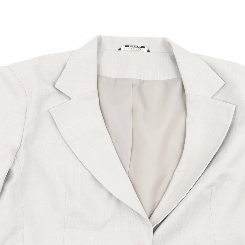 Asda George Womens Beige Striped  Jacket Blazer Size 16