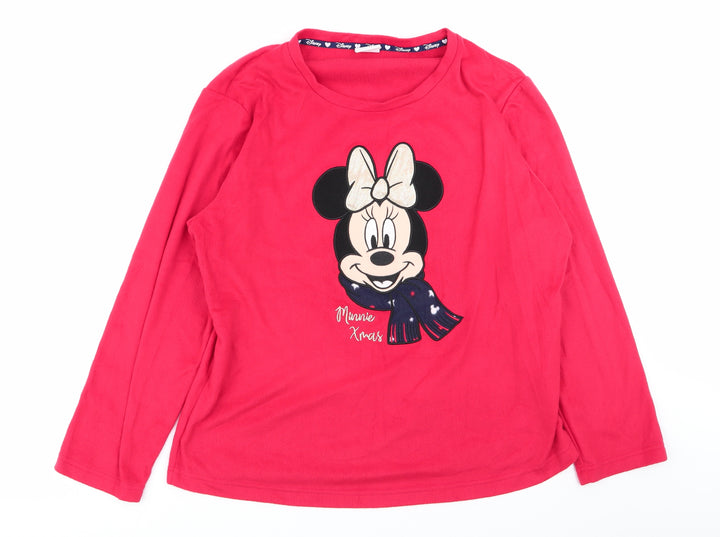 Disney Womens Red Solid Top Pyjama Top Size L