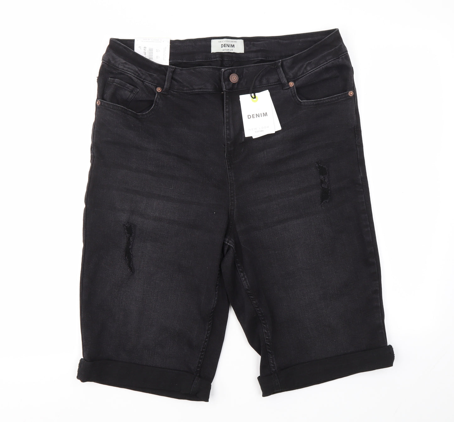 New Look Womens Black   Cut-Off Shorts Size 22