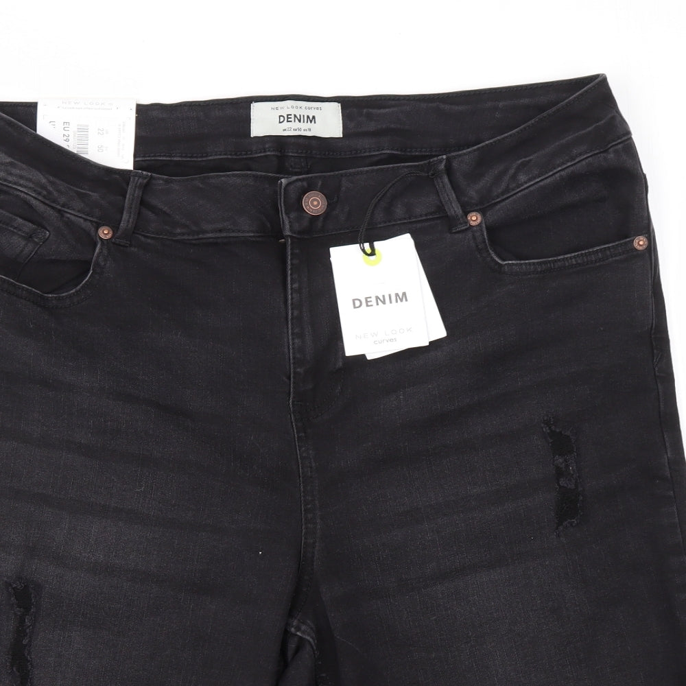 New Look Womens Black   Cut-Off Shorts Size 22