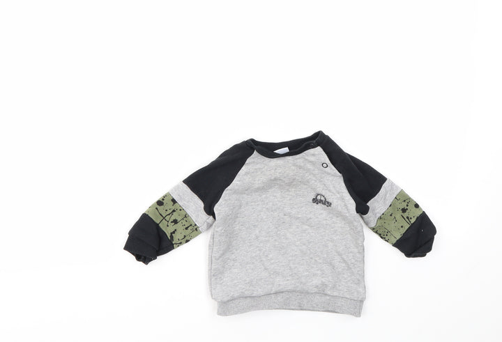 F&F Boys Grey Pullover Jumper Size 3-6 Months