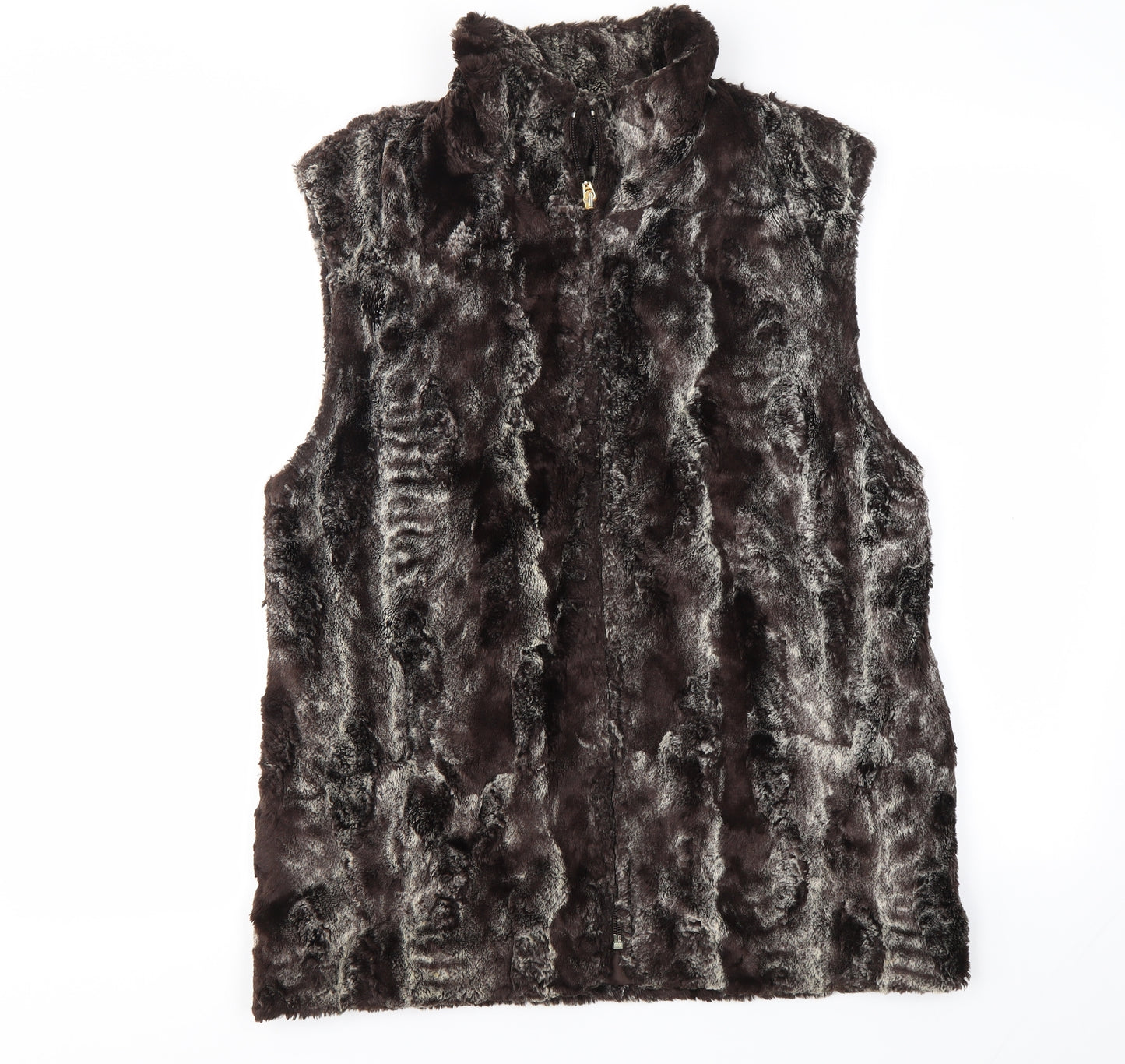 Gerry Weber Womens Brown Geometric  Gilet Jacket Size 10