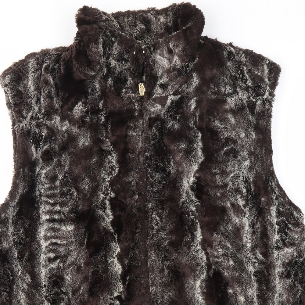Gerry Weber Womens Brown Geometric  Gilet Jacket Size 10