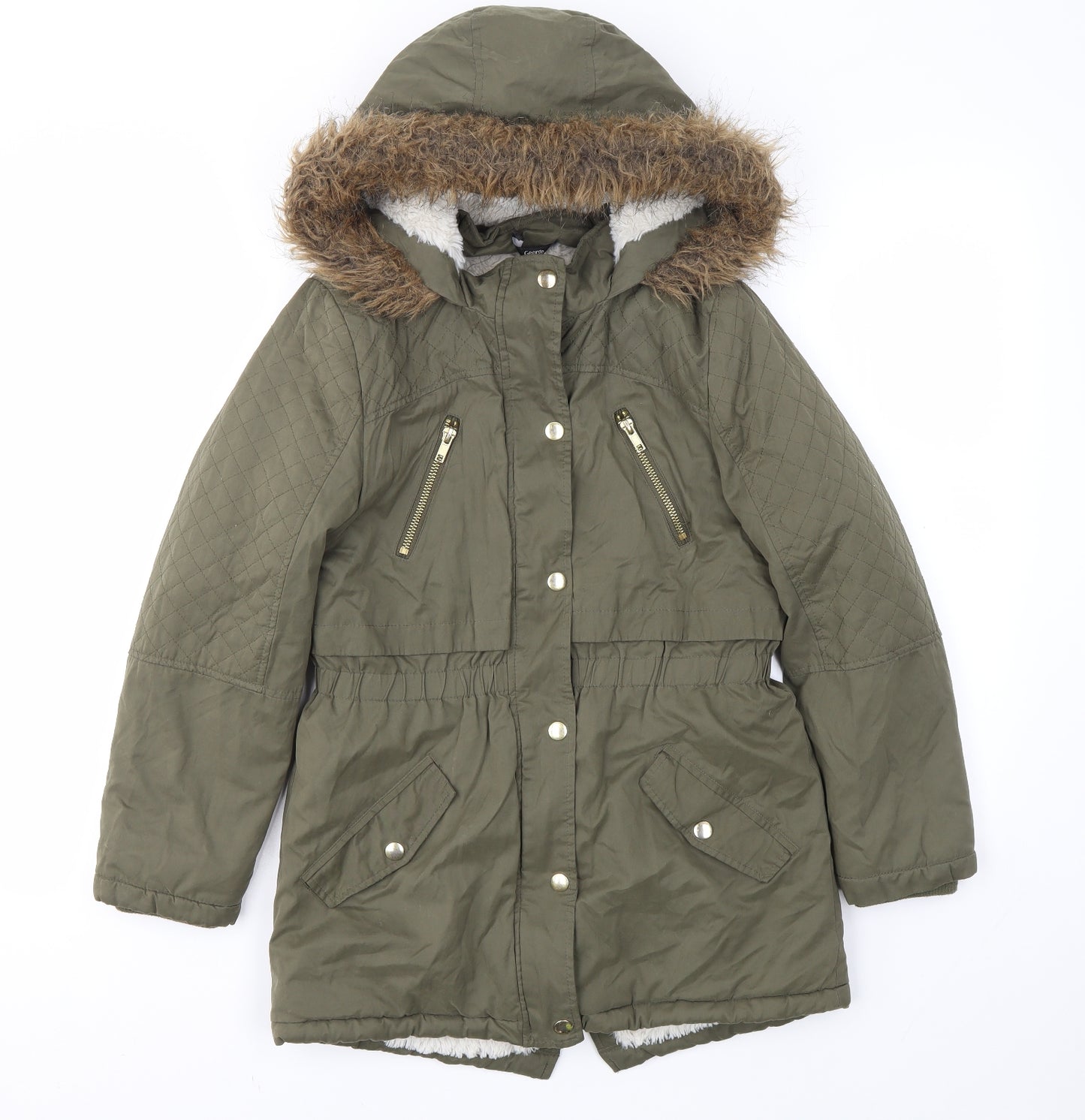 George Girls Green   Basic Coat Coat Size 10-11 Years