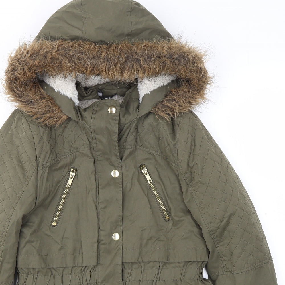 George Girls Green   Basic Coat Coat Size 10-11 Years