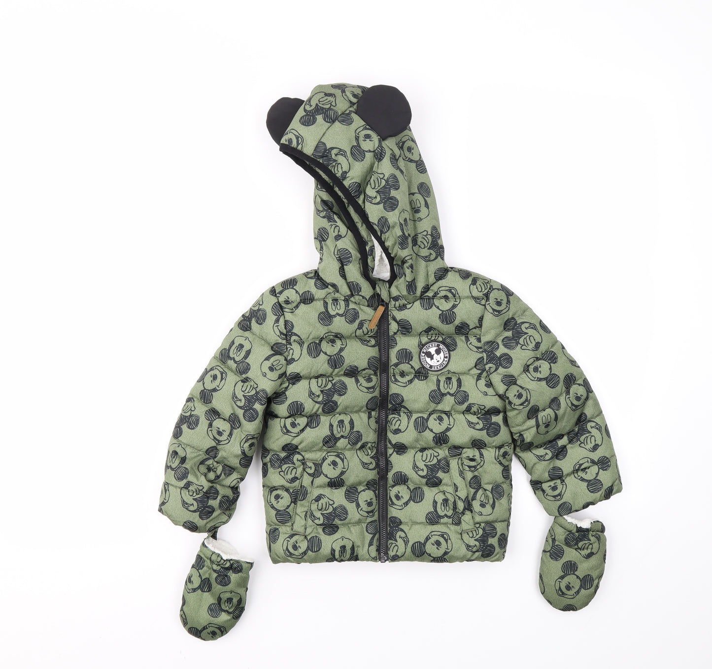 DISNEY  Boys Green Animal Print  Basic Coat Coat Size 18-24 Months