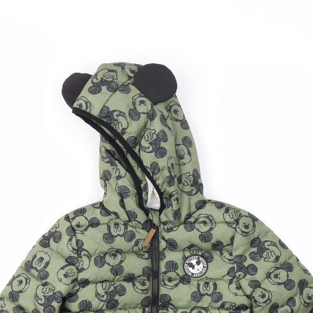 DISNEY  Boys Green Animal Print  Basic Coat Coat Size 18-24 Months