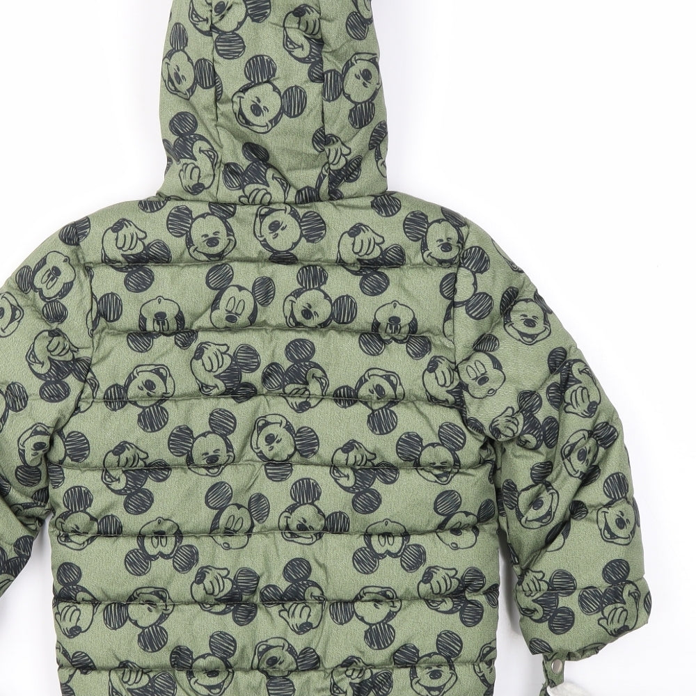 DISNEY  Boys Green Animal Print  Basic Coat Coat Size 18-24 Months
