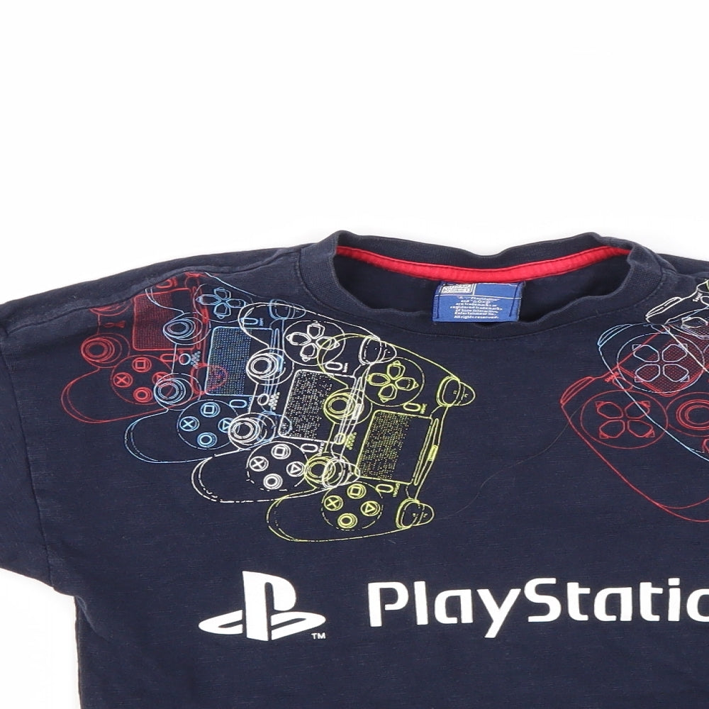 F&F Boys Blue Geometric  Basic T-Shirt Size 6-7 Years