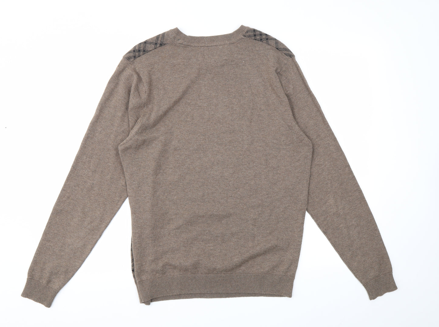 M&S Mens Brown Check  Pullover Sweatshirt Size M