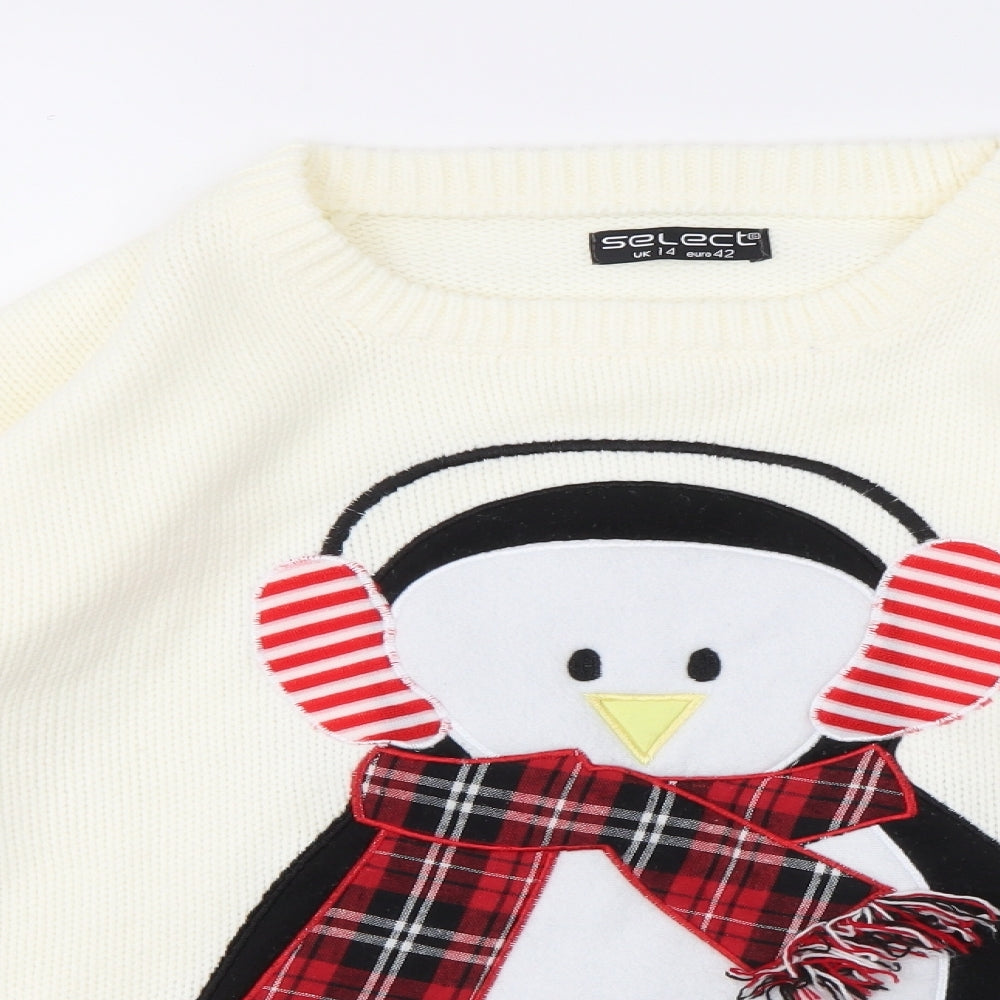 Select Womens Ivory Animal Print  Pullover Jumper Size 14