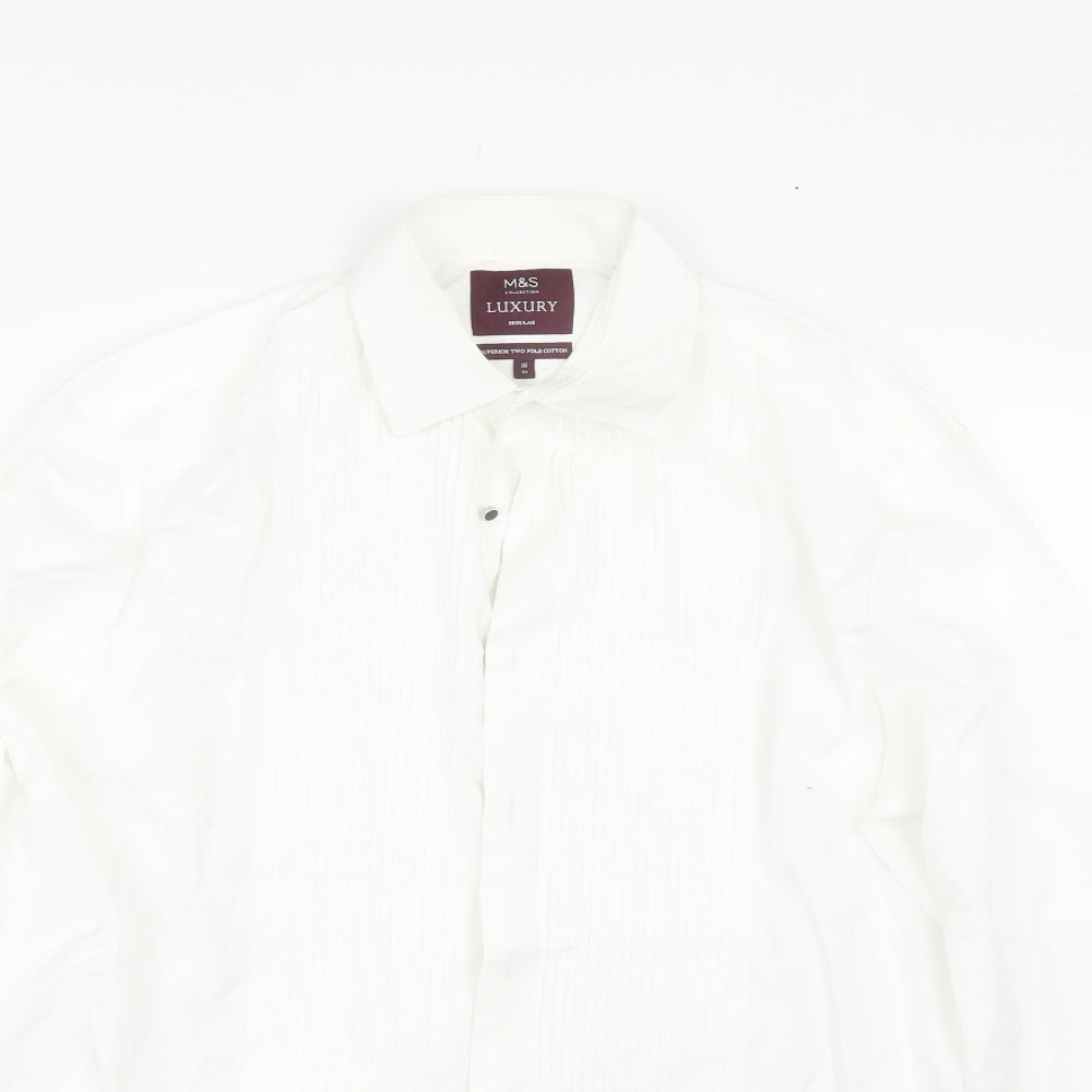 M&S Mens White    Dress Shirt Size 16