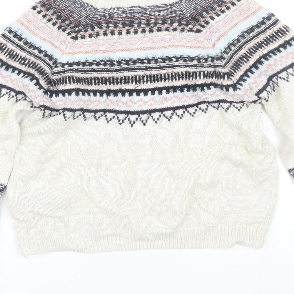 New Look Womens Beige Fair Isle  Pullover Jumper Size 8
