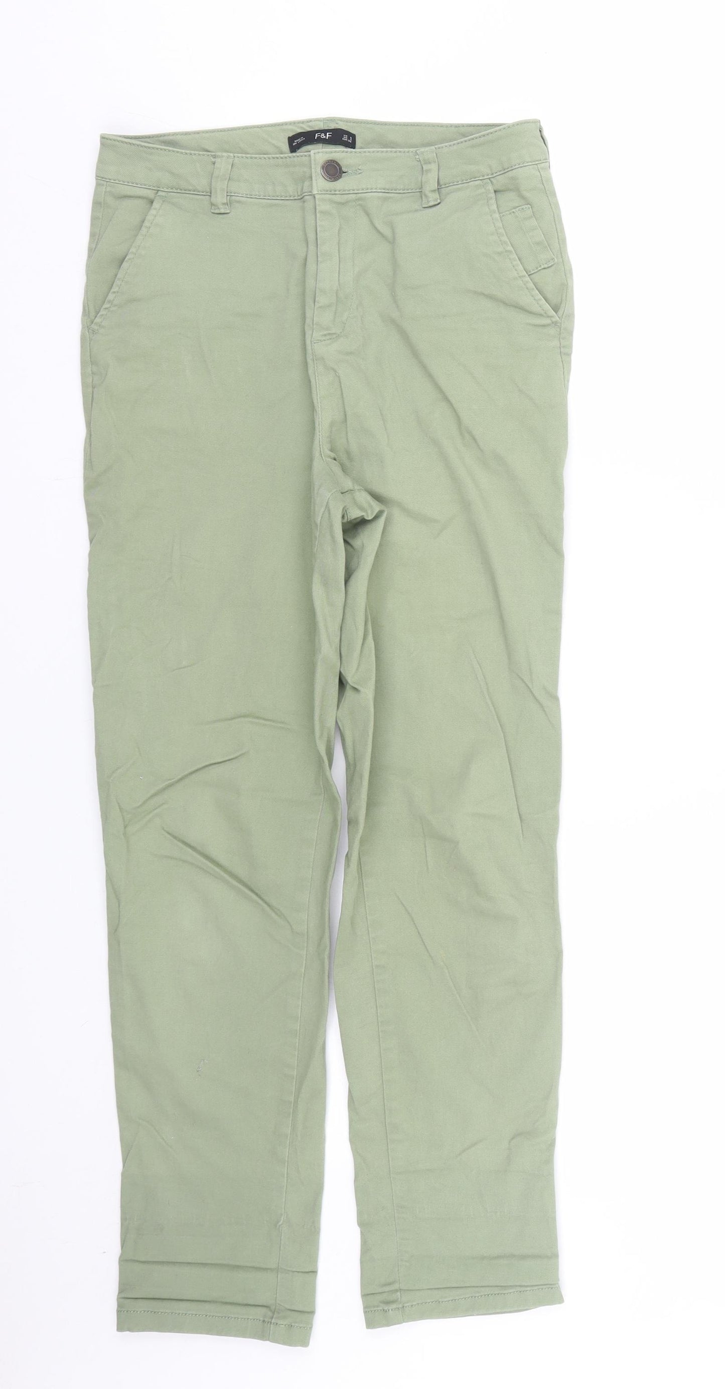F&F Womens Green   Capri Trousers Size 6 L25 in