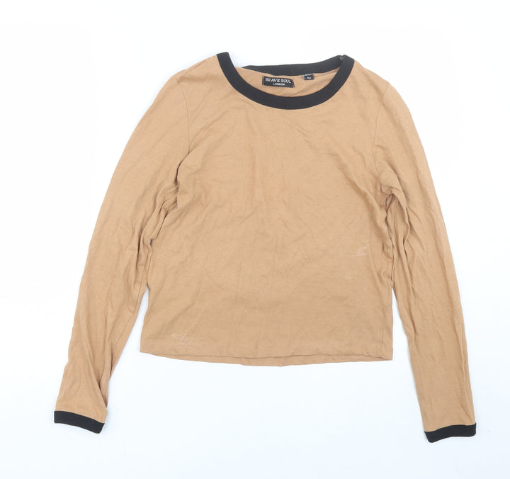 Brave Soul Womens Brown Basic T-Shirt Size XS