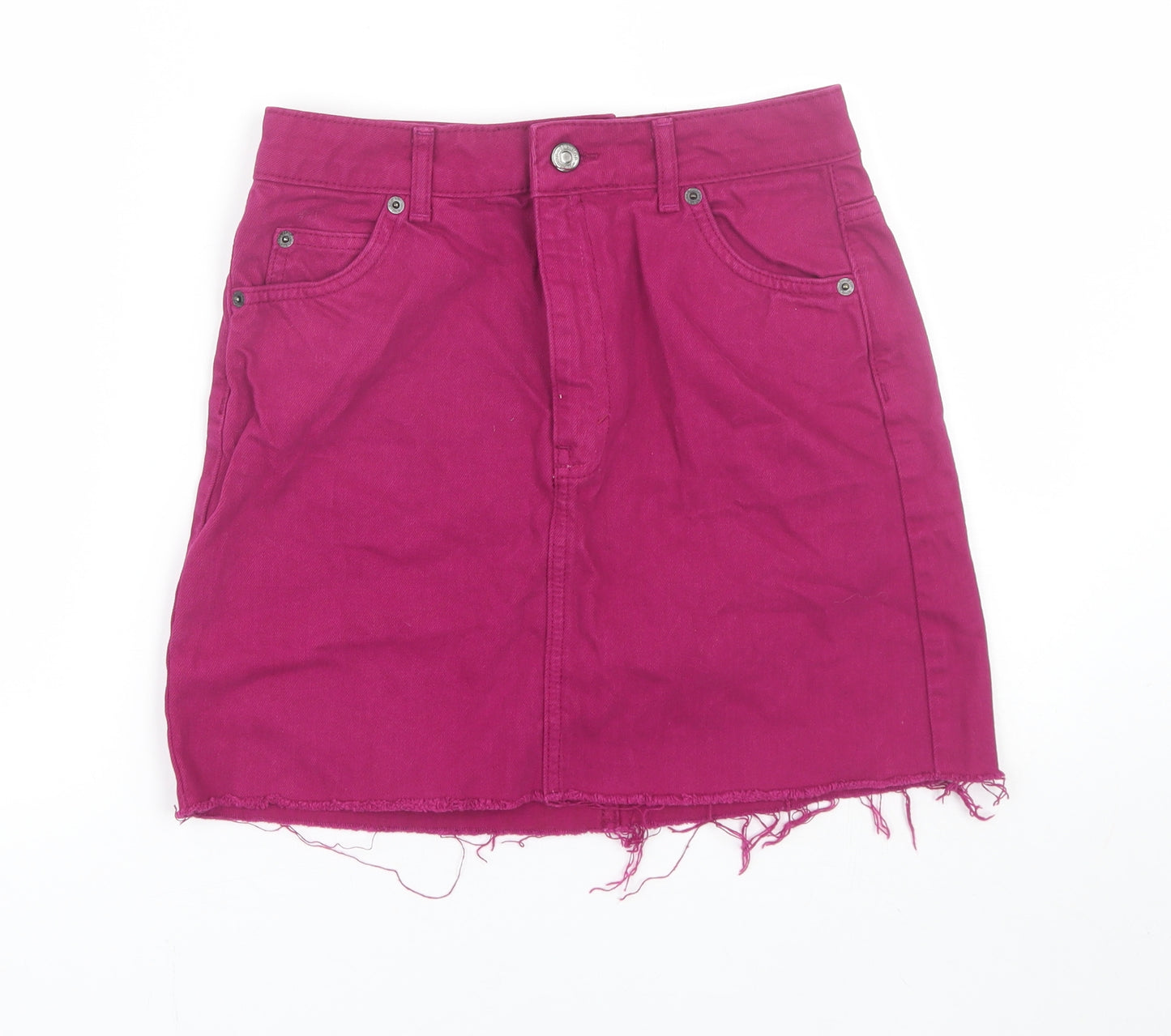 Topshop Womens Purple  Denim Mini Skirt Size 8