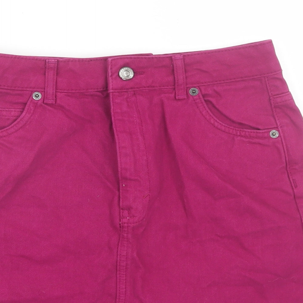 Topshop Womens Purple  Denim Mini Skirt Size 8