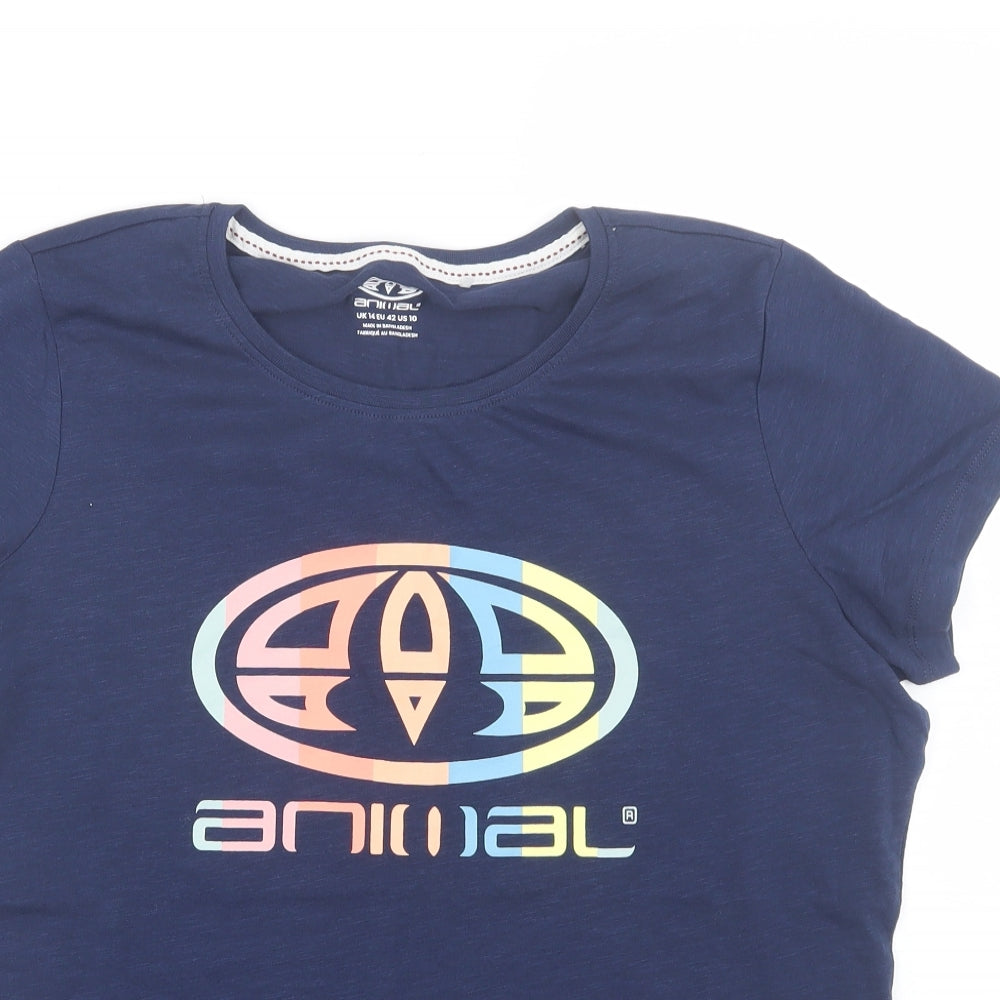 Animal Womens Blue   Basic T-Shirt Size 14