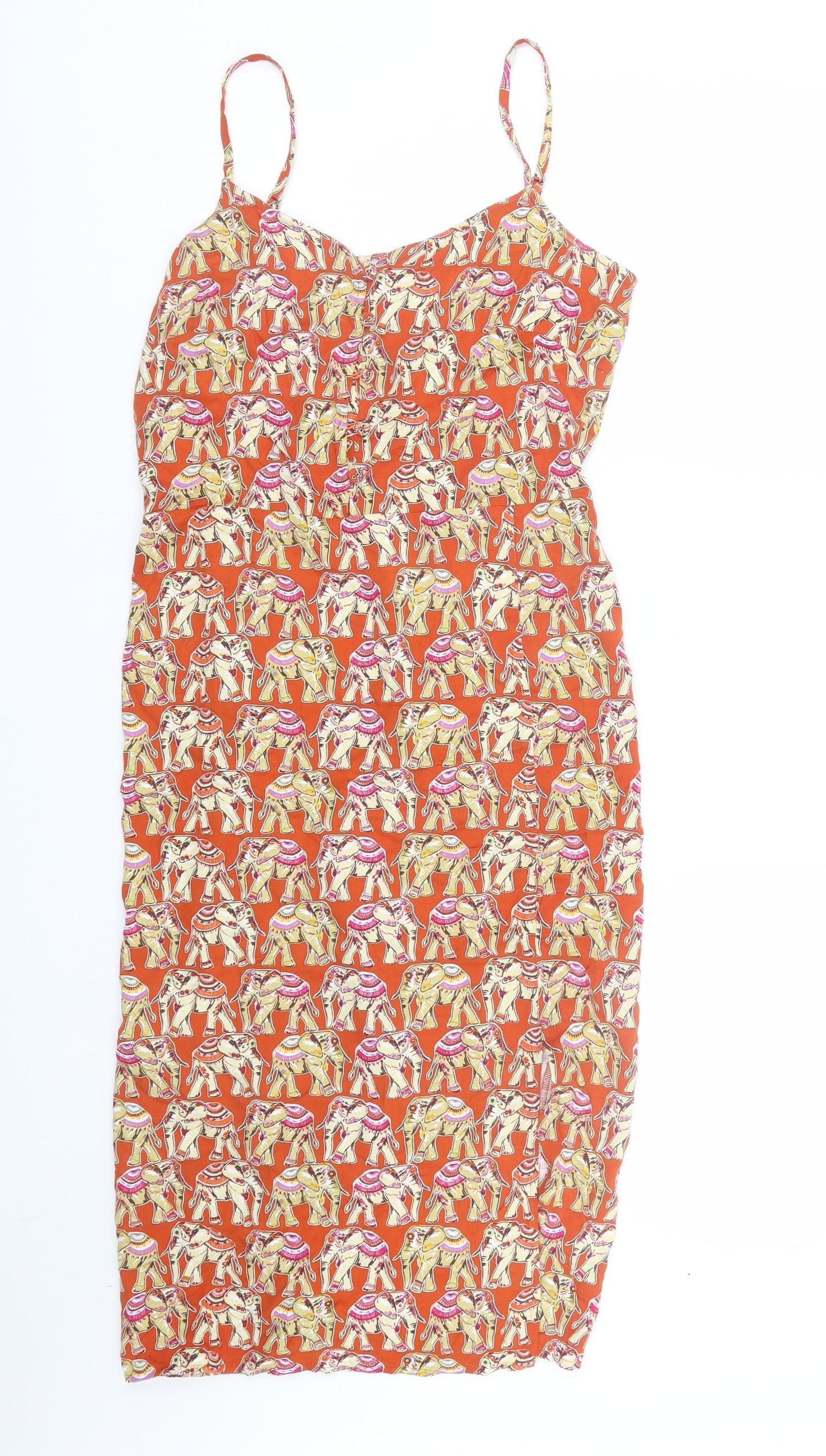TU Womens Orange Animal Print  Tank Dress  Size 8  - elephants