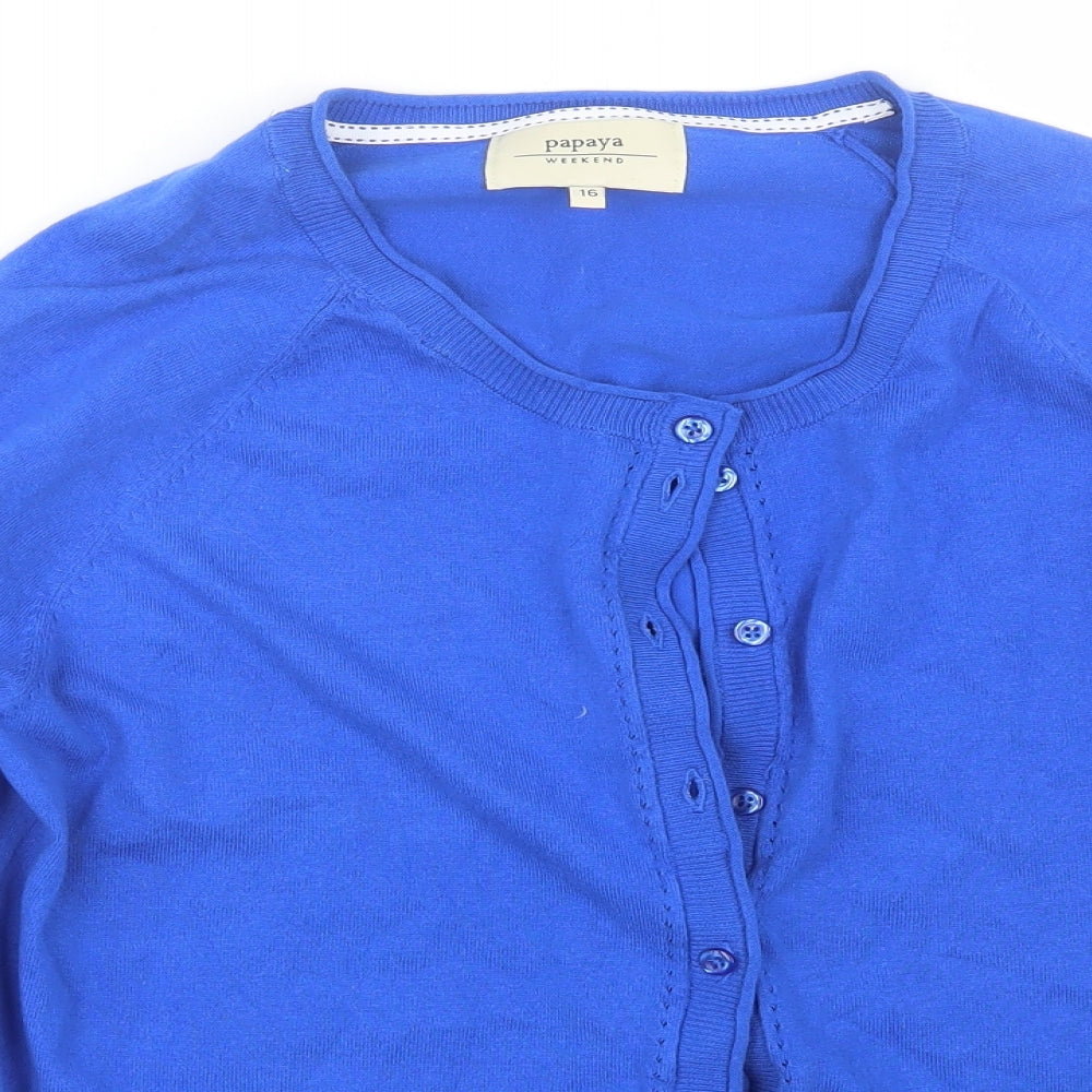 Papaya Womens Blue   Cardigan Jumper Size 16