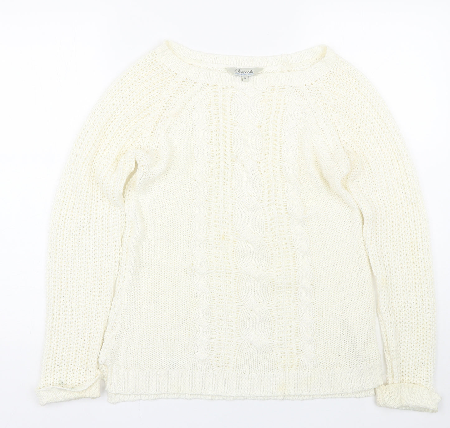 Peacocks Womens White   Pullover Jumper Size 8