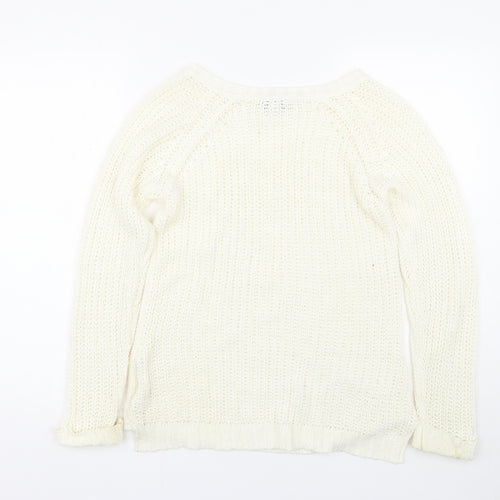 Peacocks Womens White   Pullover Jumper Size 8