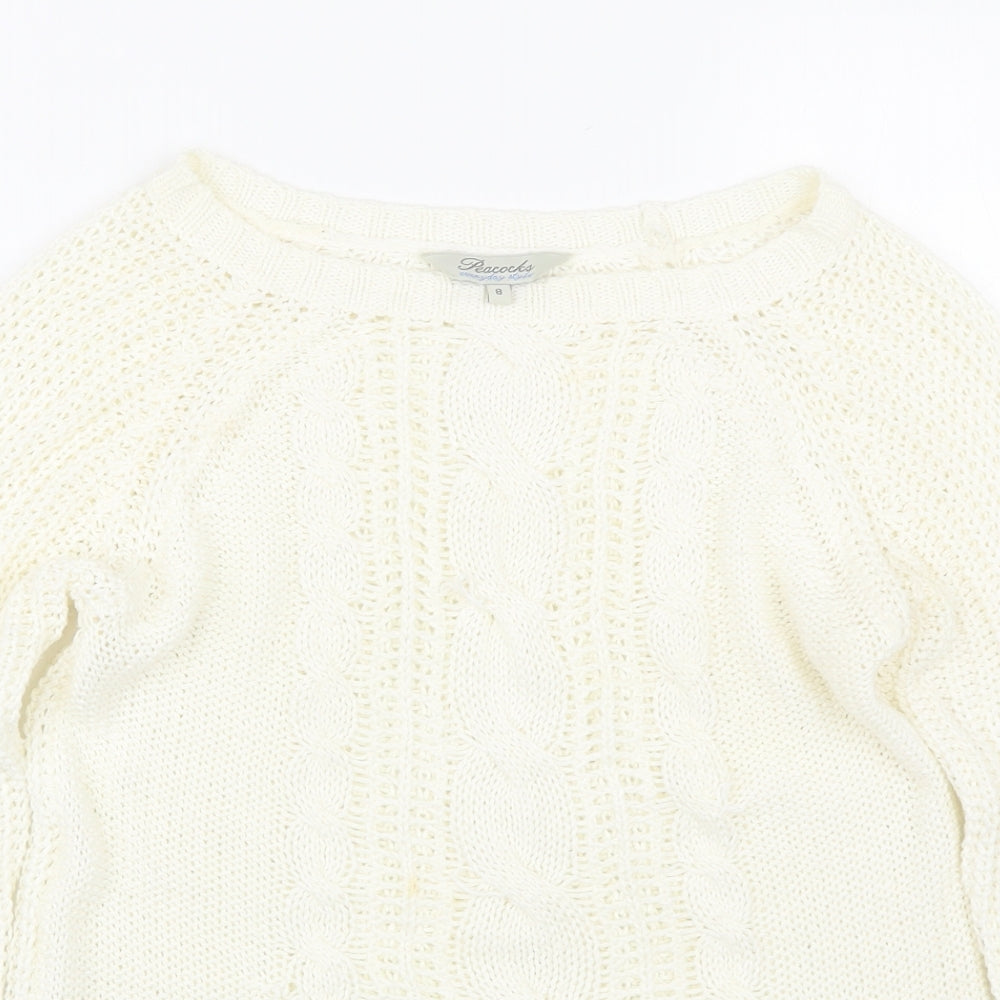 Peacocks Womens White   Pullover Jumper Size 8