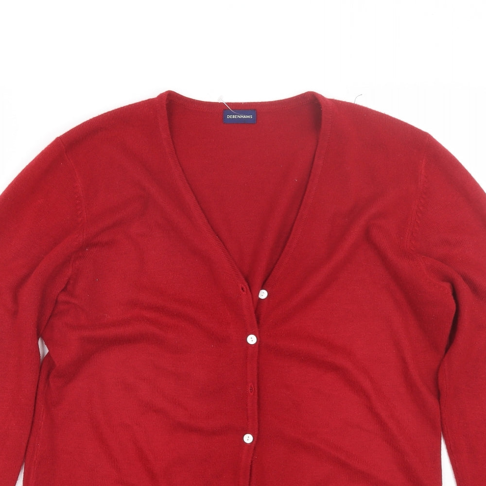 Debenhmas Womens Red   Cardigan Jumper Size 16
