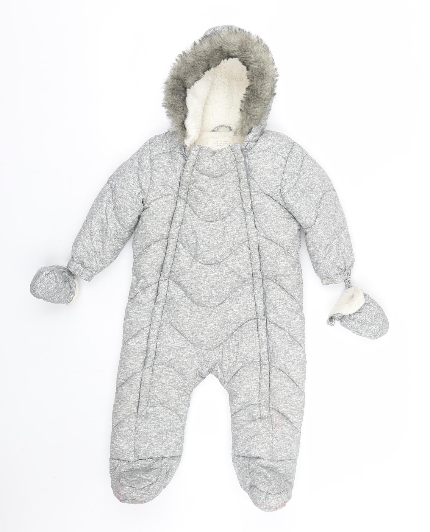 F&F Baby Grey   Puffer Jacket Snowsuit Size 9-12 Months
