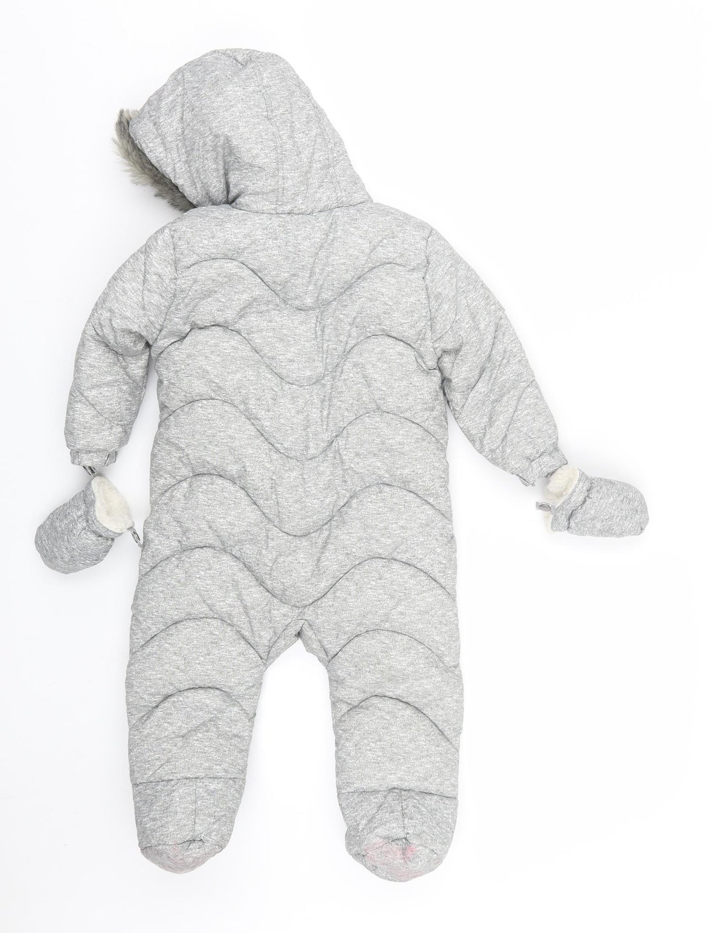 F&F Baby Grey   Puffer Jacket Snowsuit Size 9-12 Months