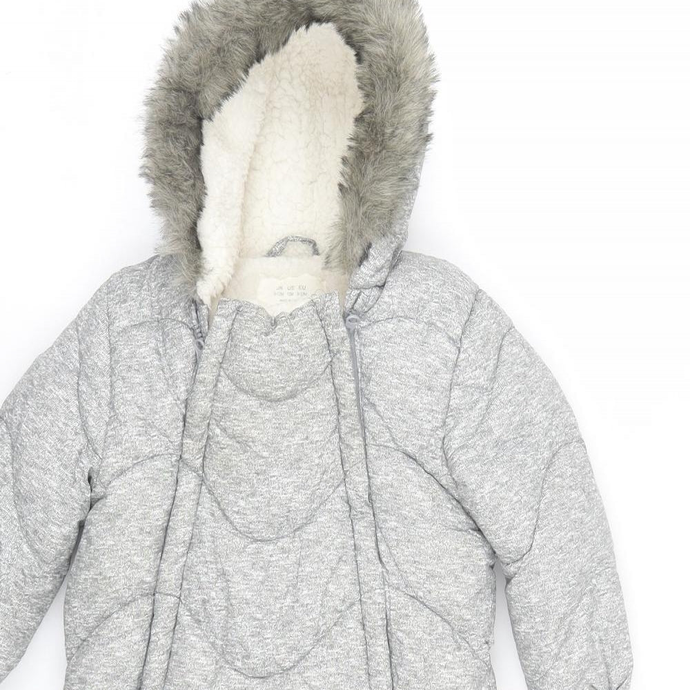 F&F Baby Grey   Puffer Jacket Snowsuit Size 9-12 Months
